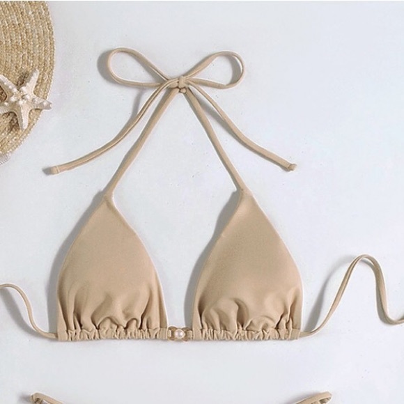 New Solid Backless Halter High Waist Bikini - Picture 4 of 6